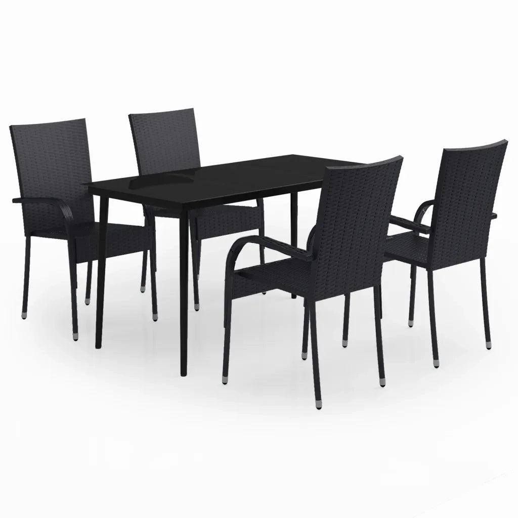 Set da Pranzo da Giardino 5 pz Nero 3099397