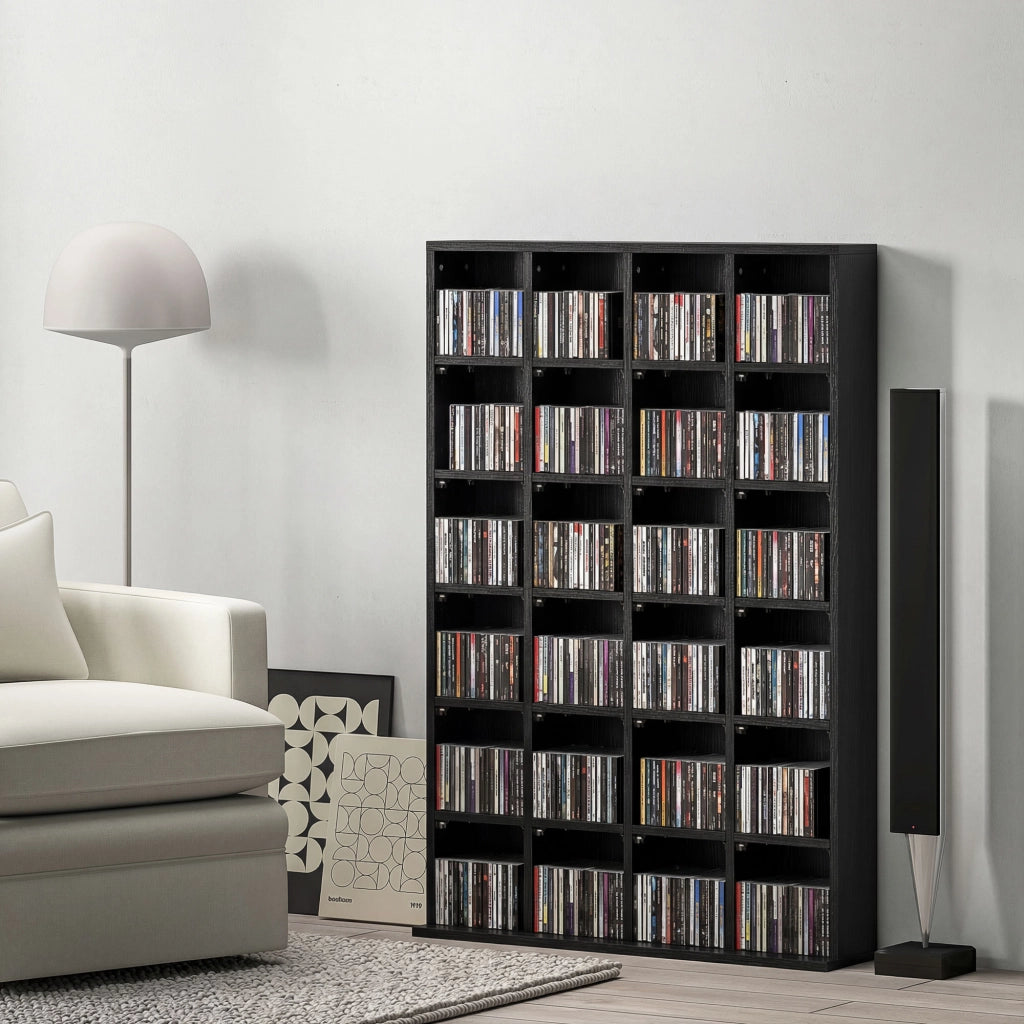 Mobile CD con Ripiani Regolabili ¨C zephmum ¨C Nero 89x20x130.5 cm