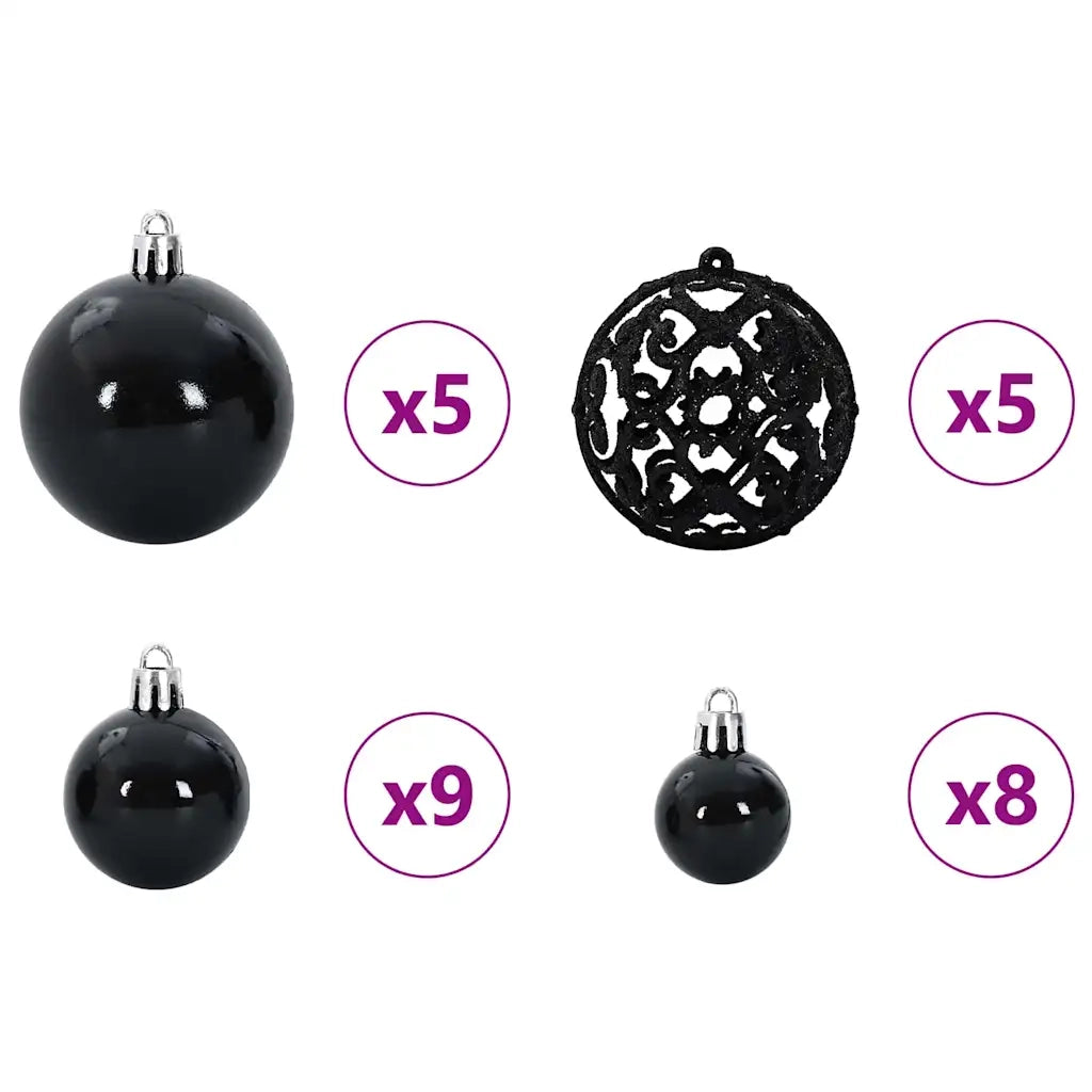 Set di Palle di Natale con 150 LED 61 pcs Nero Plastica 42018827