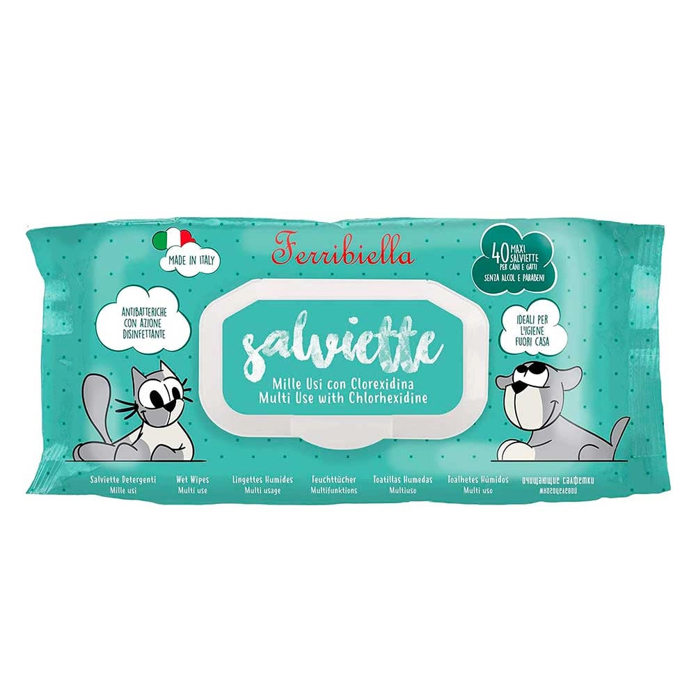 Salviette Detergenti Ferribiella igienizzanti clorexidina 12 buste da 40 pezzi