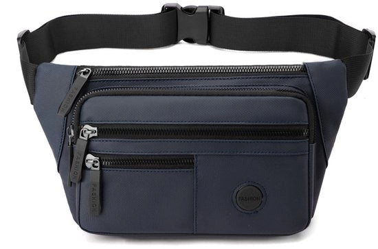 Borsa da spalla semplice per uomo con chiusura a rittens, colore blu scuro