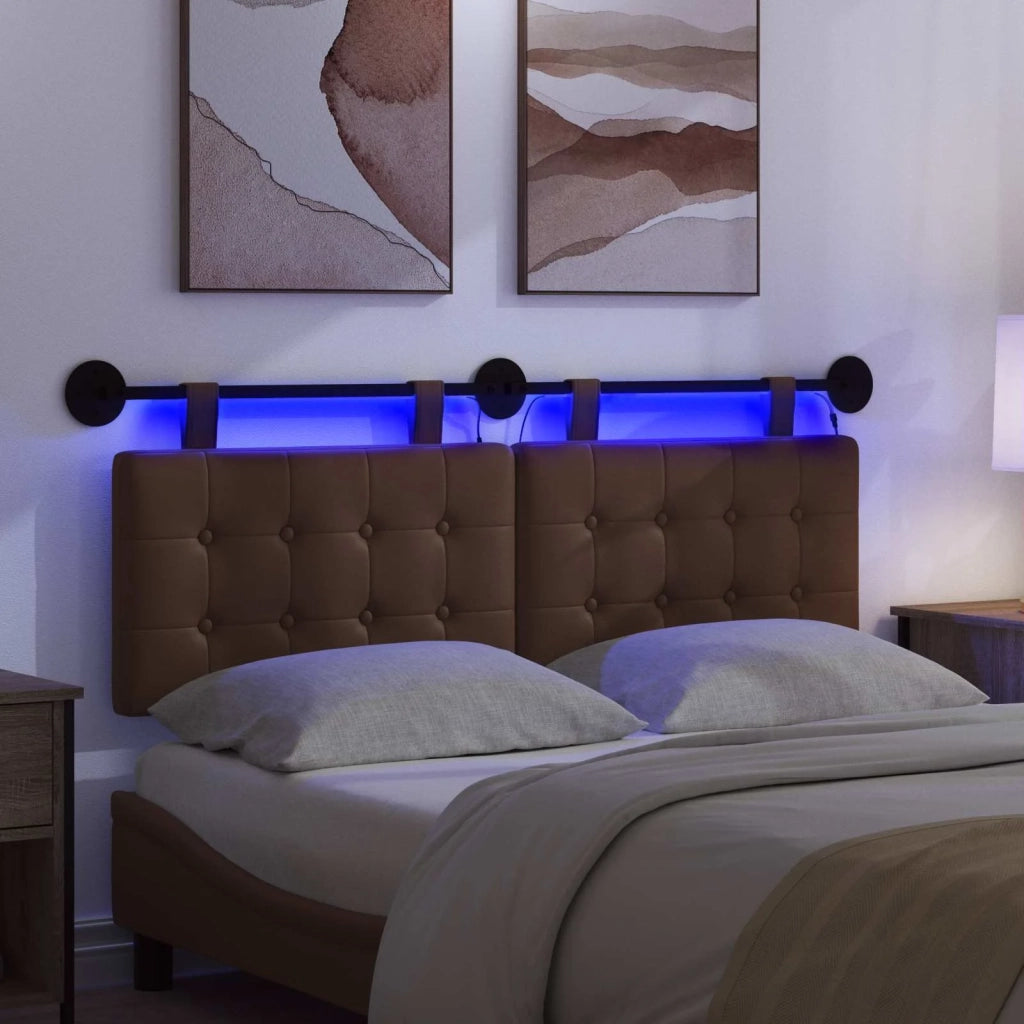 Testiera sospesa Con luce LED Marrone Similpelle 3424442