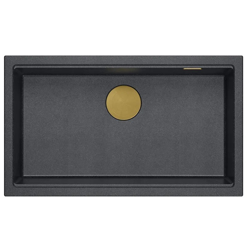Lavello In Granito Logan 110 Black Metallic Tappo rame spazzolato