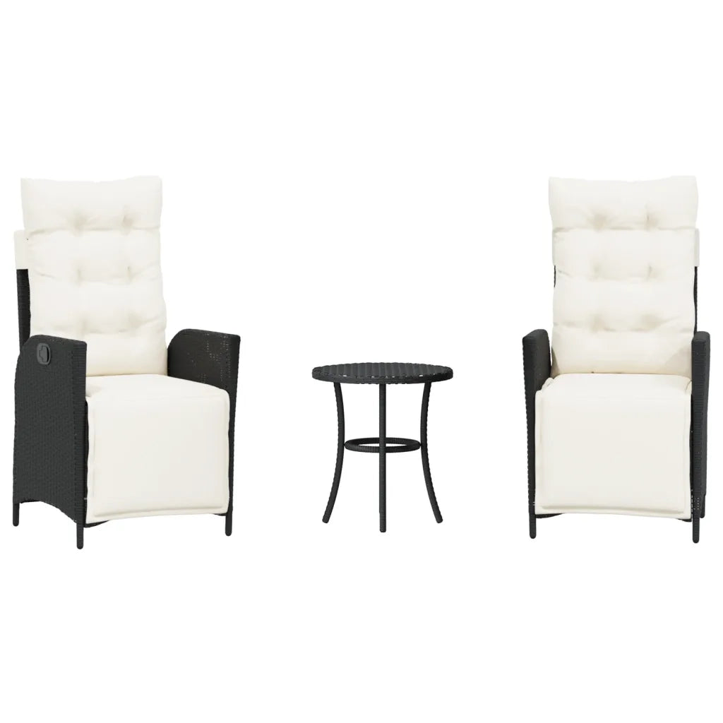 Set da Bistrò 3 pz con Cuscini Nero in Polyrattan 365296