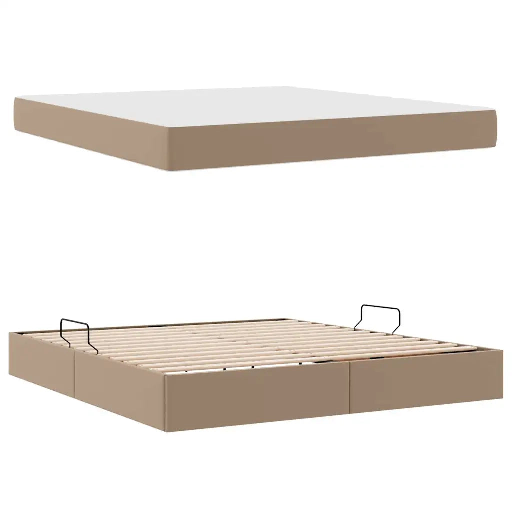 Letto con contenitore e materasso 2 pcs Cappuccino Pelle 3399623