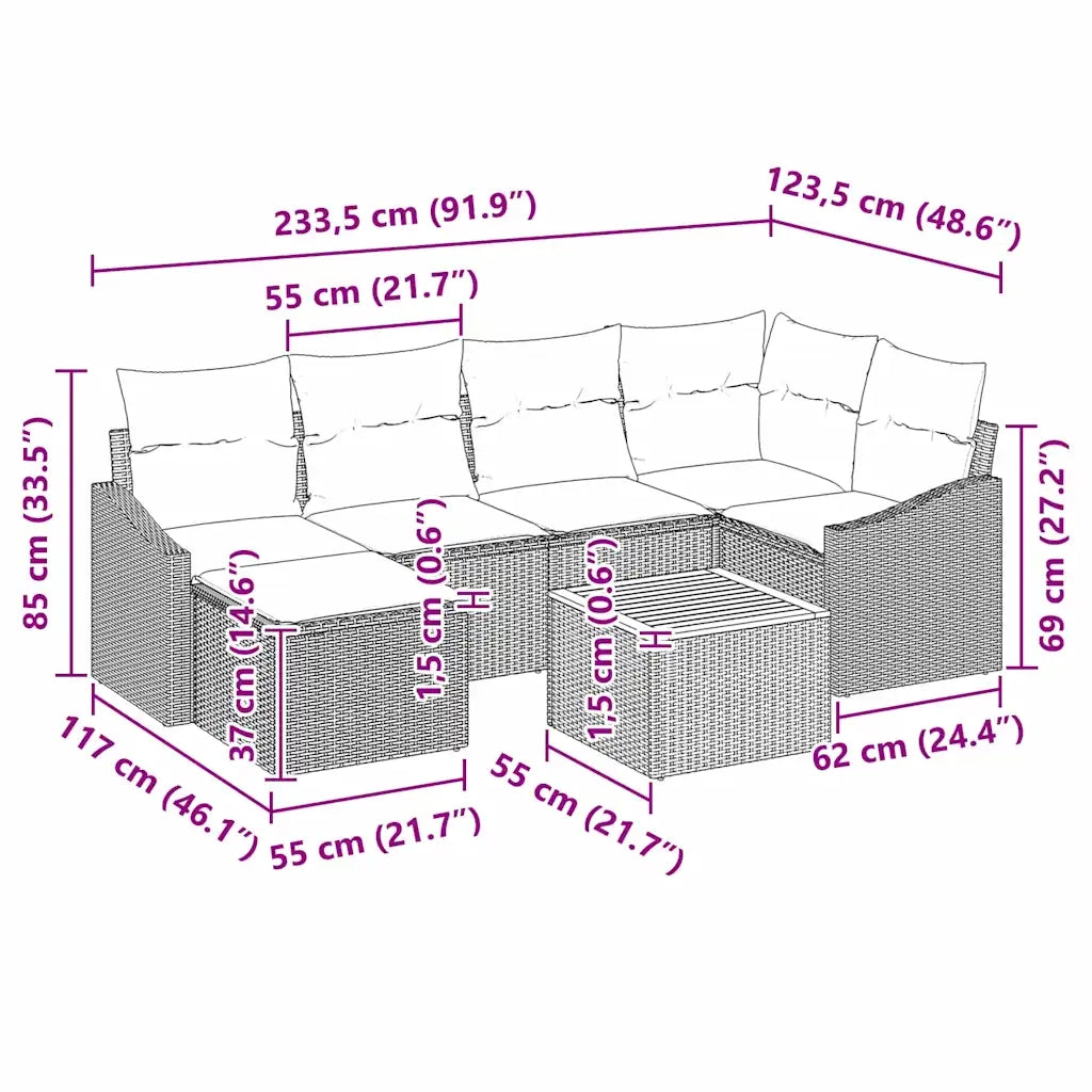 Set Divano da Giardino con cuscino 8 pcs Grigio polyrattan 3347860