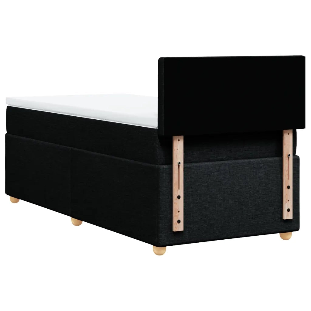 Letto a Molle con Materasso Nero Singolo in Tessuto