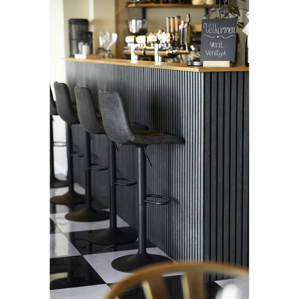 Set 2 sgabelli da bar Middelfart in microfibra grigio scuro con base nera