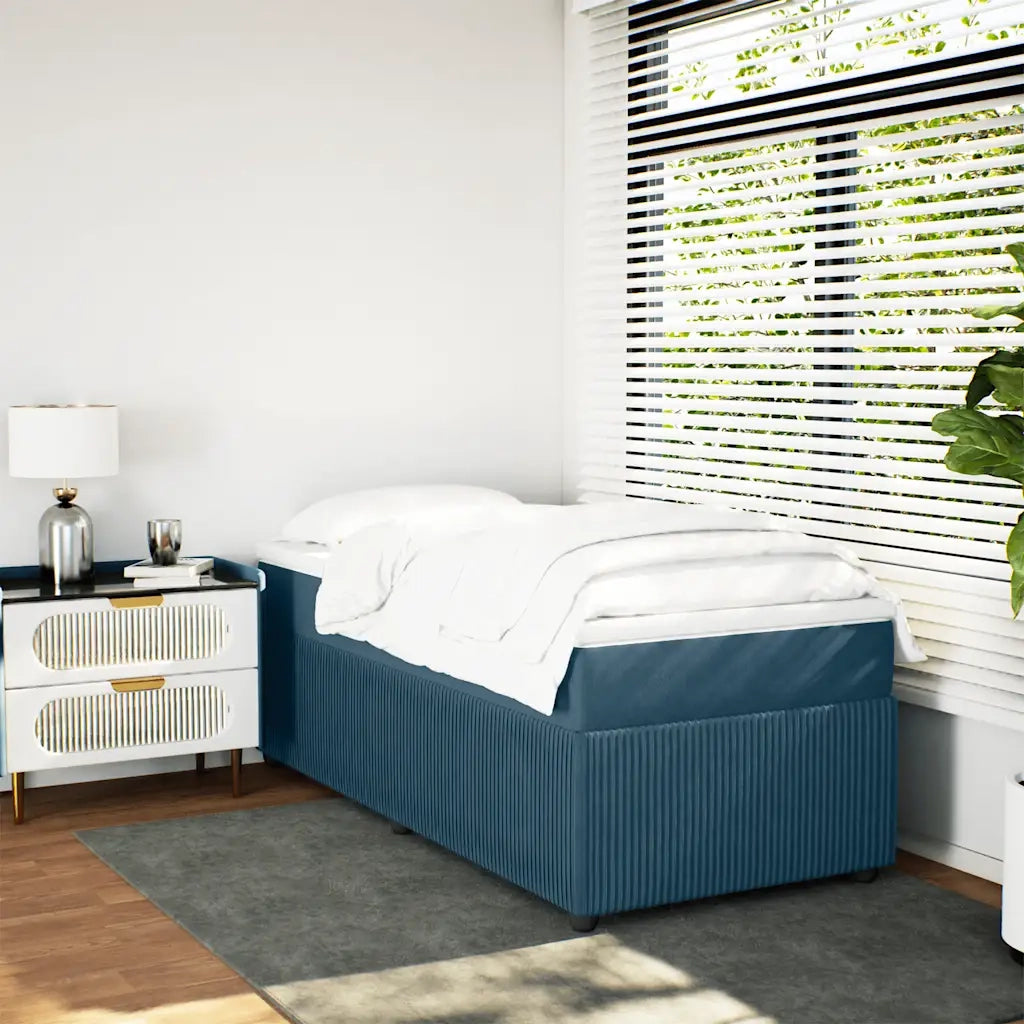 Giroletto a Molle con Materasso Blu Scuro 90x200 cm in Velluto