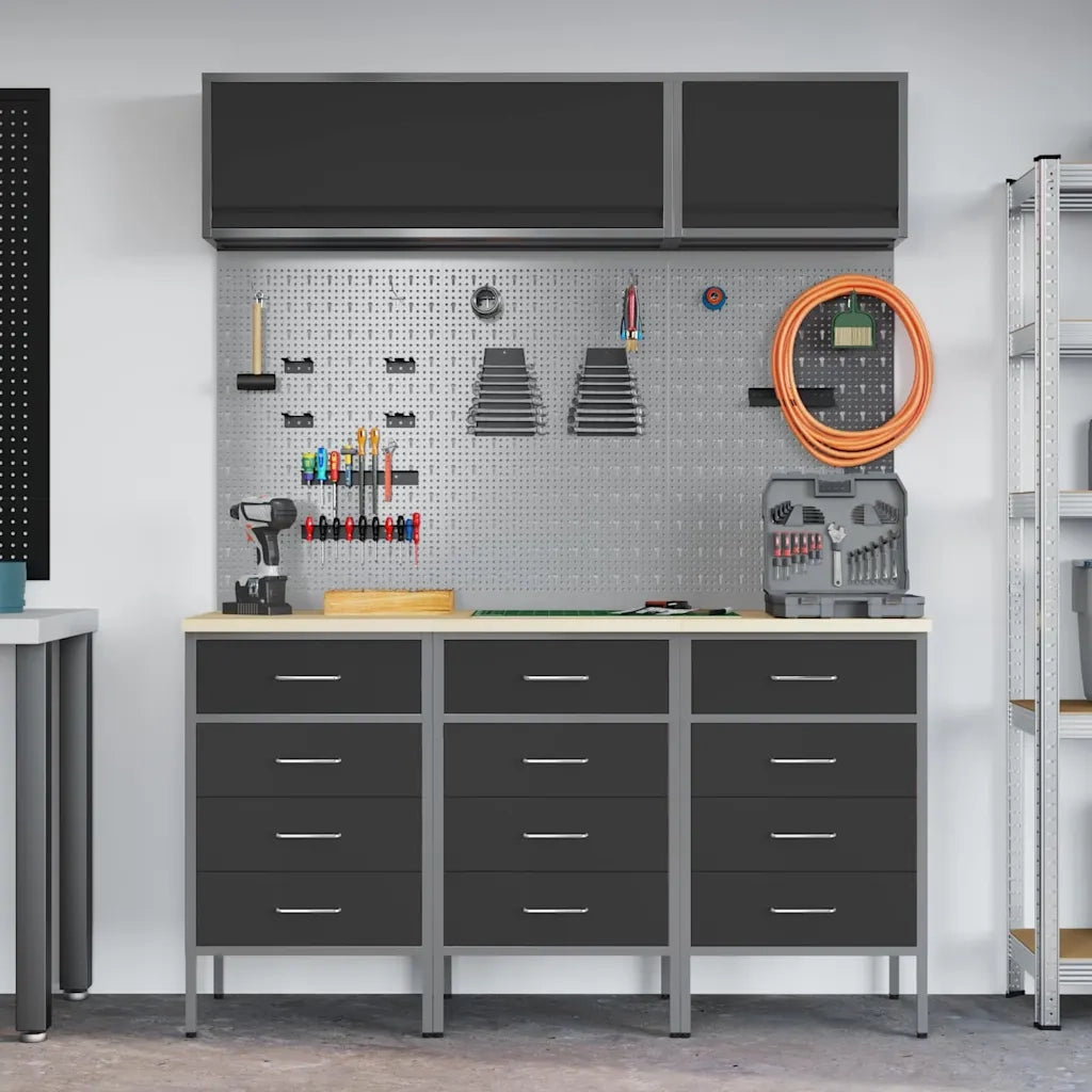 Set di mobili da lavoro con cassetto 8 pcs Nero 3321438