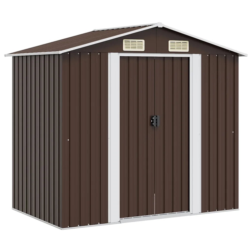 Capanno Attrezzi da Giardino Marrone 204x132x186 cm in Acciaio 47029