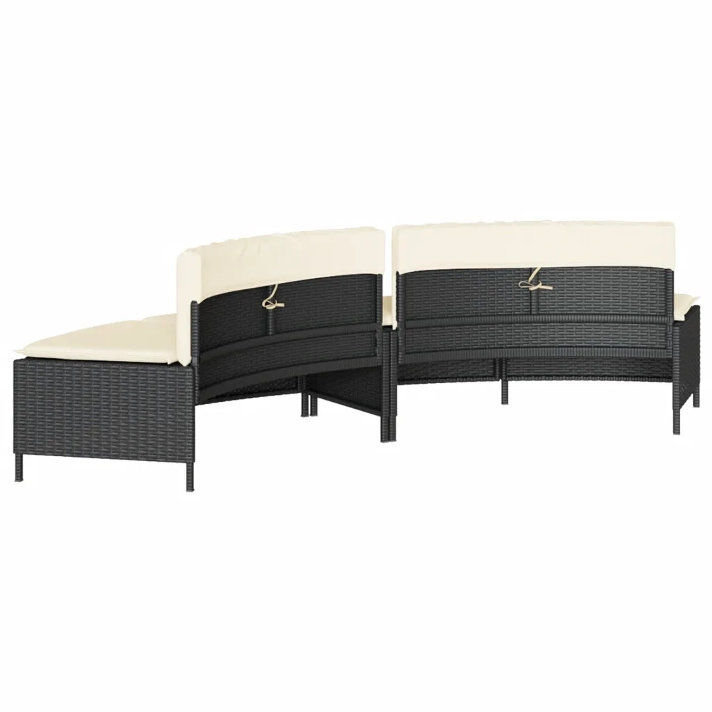 Panche Vasca Idromassaggio con Cuscini 2pz in Polyrattan Nero 365618