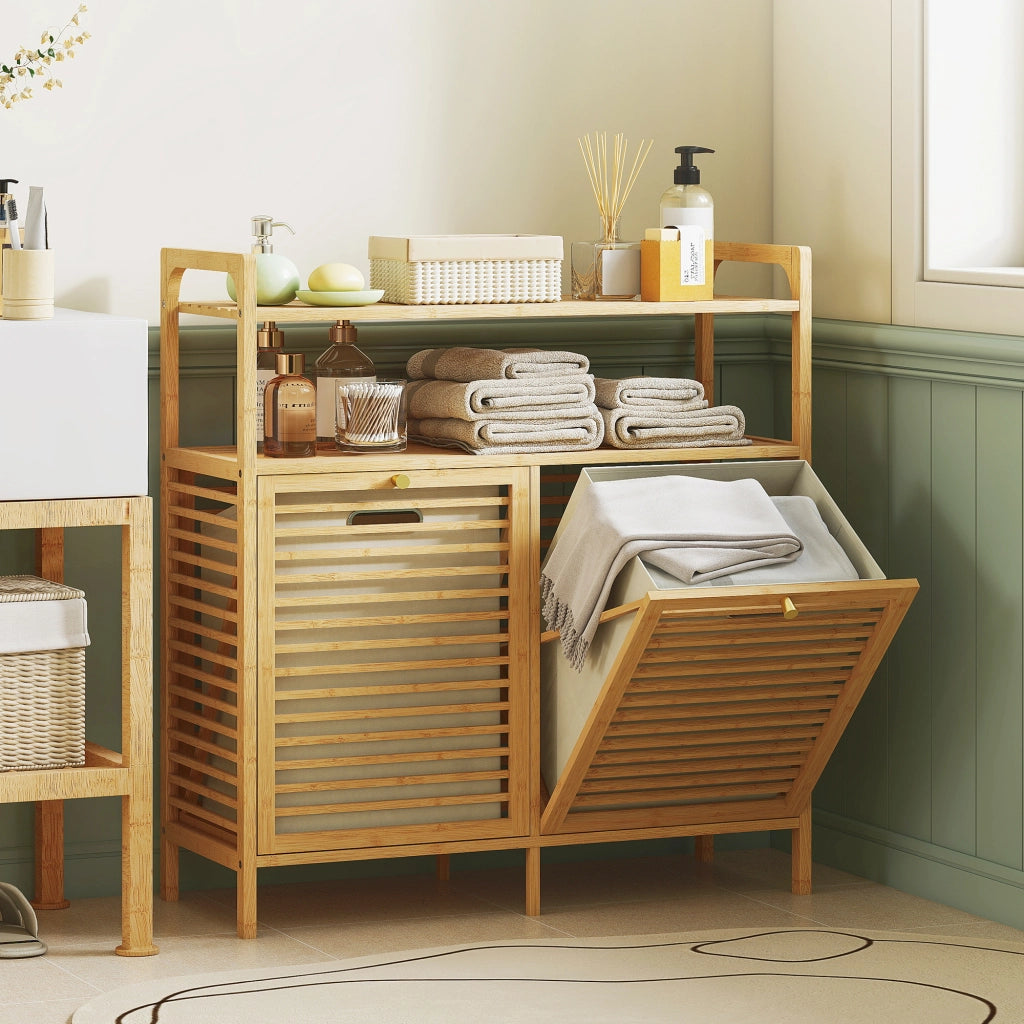 Armadietto da Bagno con Cestini e Ripiani ¨C Zephmum ¨C Legno Bamb¨´ Naturale 82x33x88cm