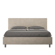 BS COM Letto matrimoniale king size con rete imbottito 170x190 microfibra sabbia