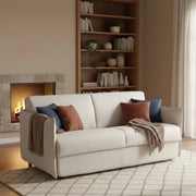 Trissino, Divano Letto 2 Posti Sfoderabile Made in Italy, 180x95 cm Beige