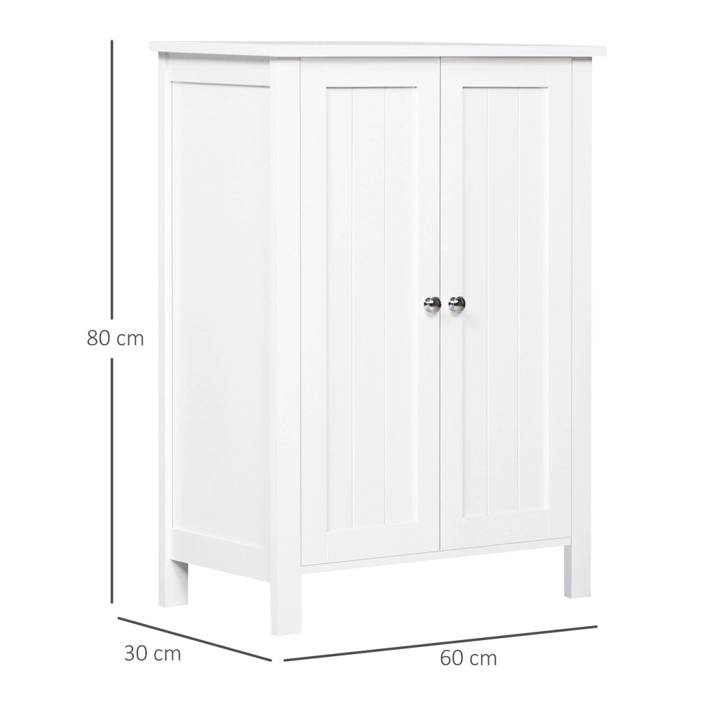 Mobiletto da Bagno con Ante e Ripiani ¨C Minimal ¨C Bianco MDF 60x30x80 cm