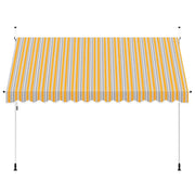 Tenda da Sole Retrattile Manuale-Tenda parasole per Patio 350 cm a Strisce Blu e Gialle