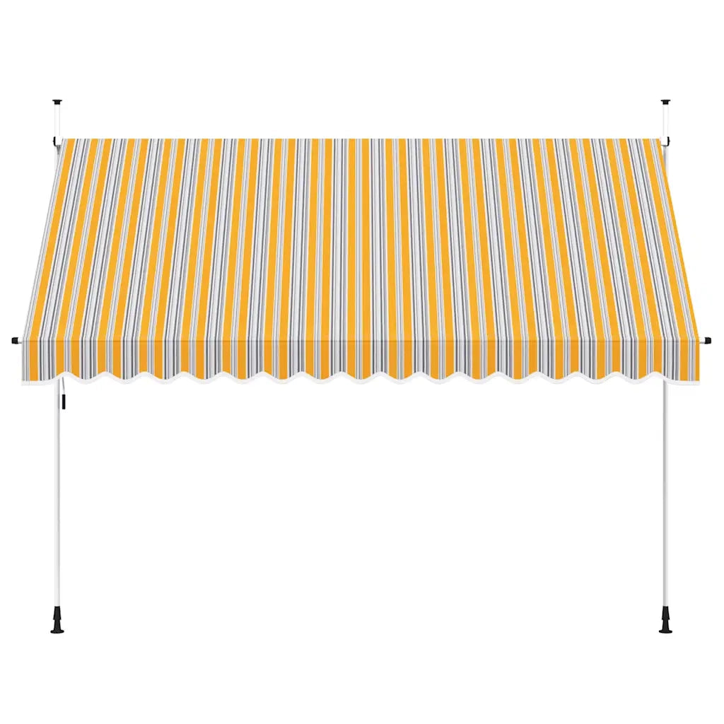 Tenda da Sole Retrattile Manuale-Tenda parasole per Patio 350 cm a Strisce Blu e Gialle