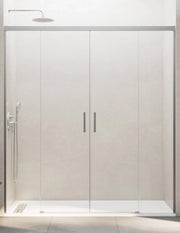 Porta doccia scorrevole 2+2 THALASSA (BASIC) 150 cm Profilo Nichel vetro trasparente