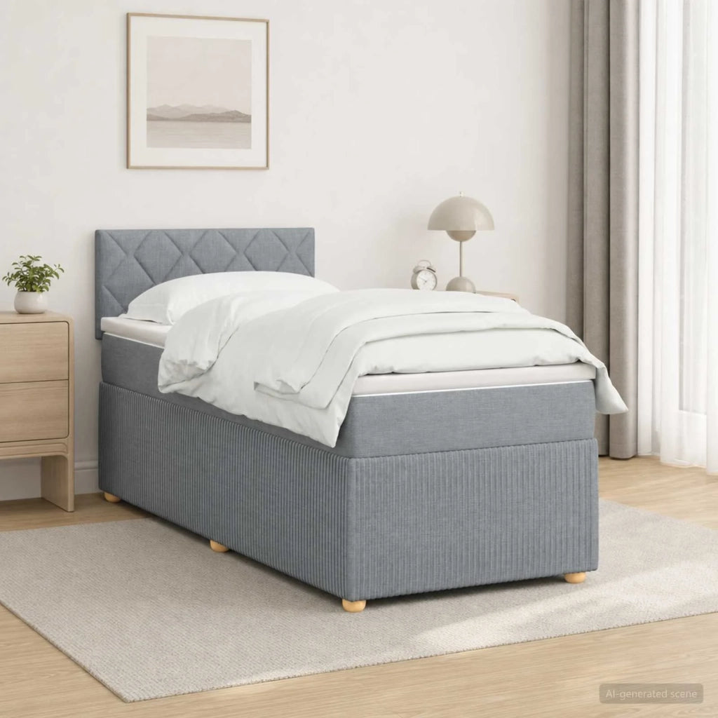 Letto box spring con materasso Grigio Chiaro 90 x 190 cm 3451363
