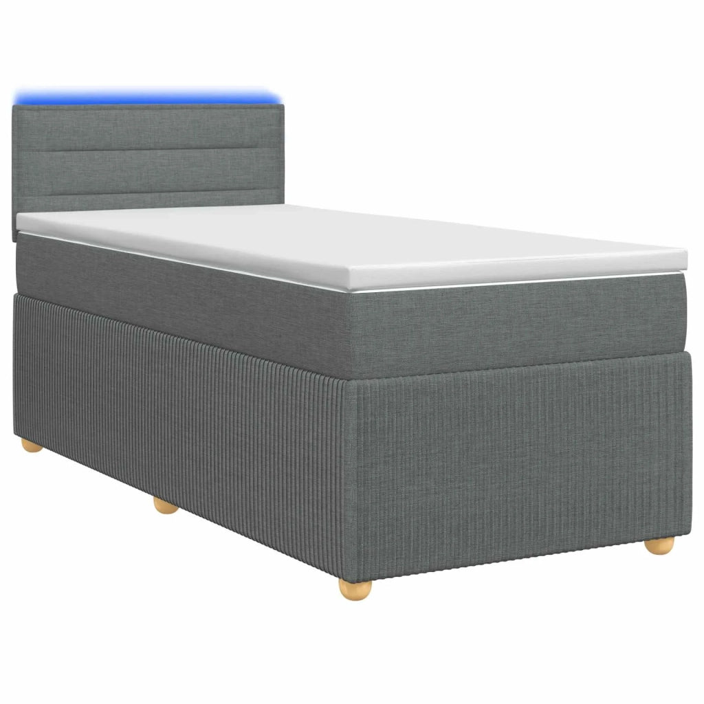 Letto con Box Spring, Materasso e LED Grigio Scuro 90 x 190 cm 3453222