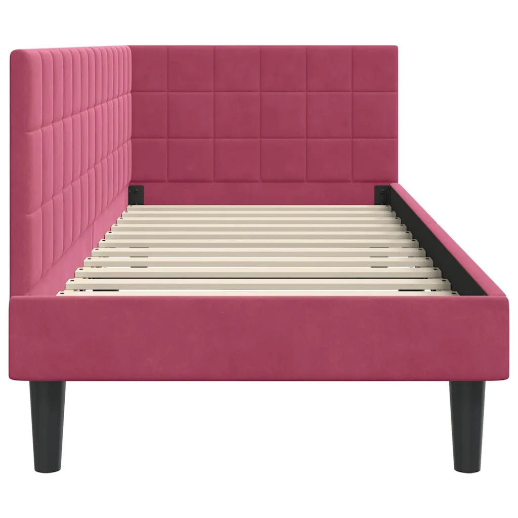 Cornice del letto ad angolo Rosso Vino 80 cm x 200 cm Velluto 42016412