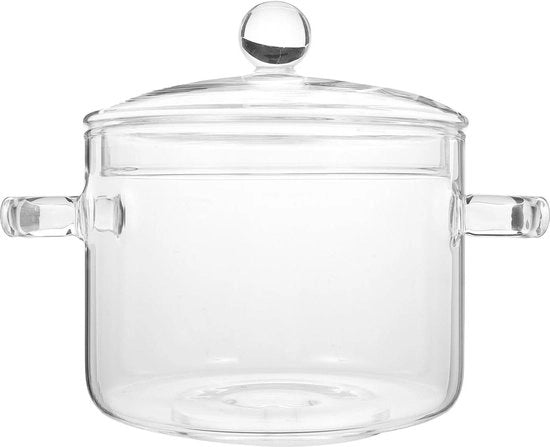 Pentola a vetro resistente al calore da 35 litri con coperchio - Ideale per zuppe, pasta e cibi per bambini
