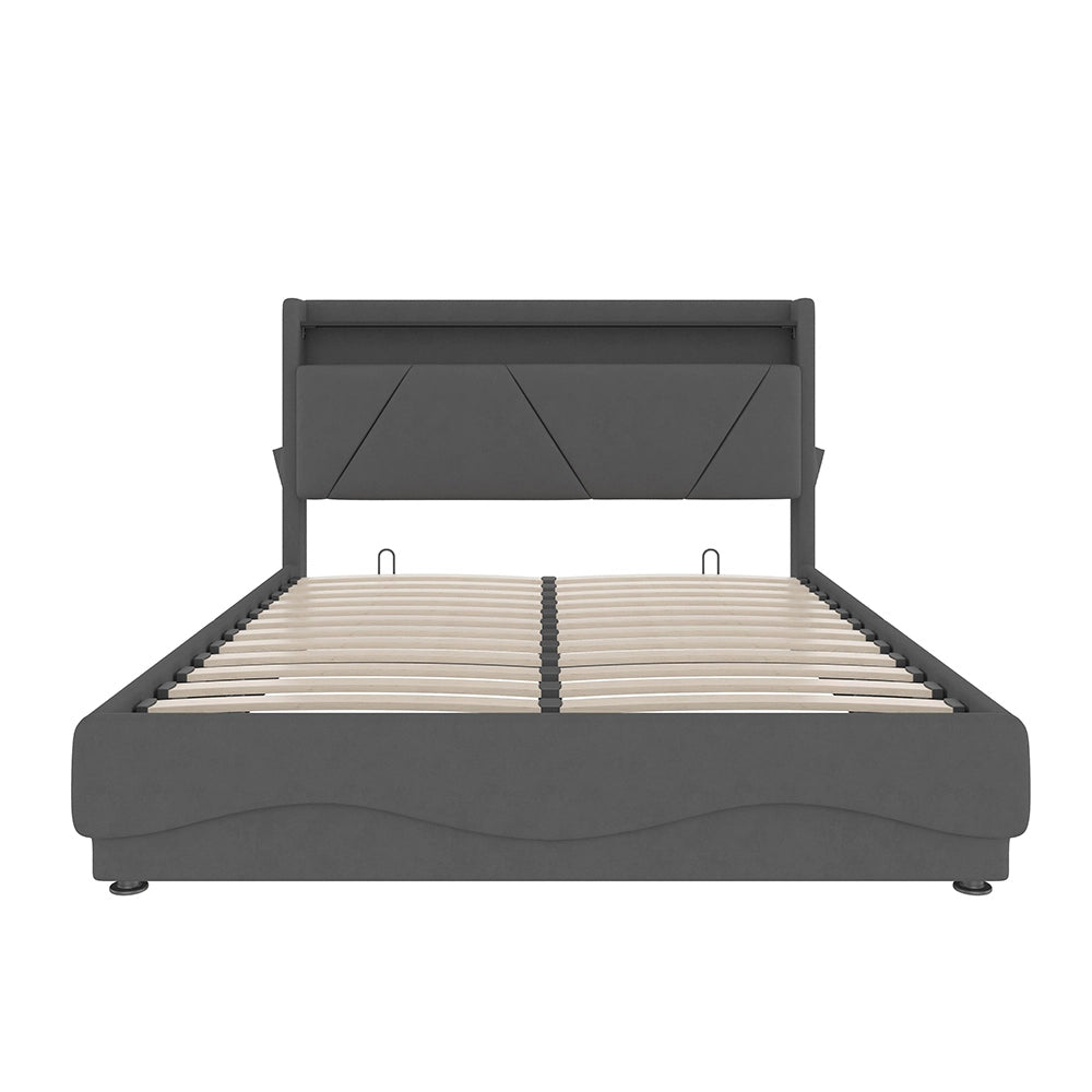Letto 140x200cm imbottito - Xylo - LED USB ripostiglio idraulico