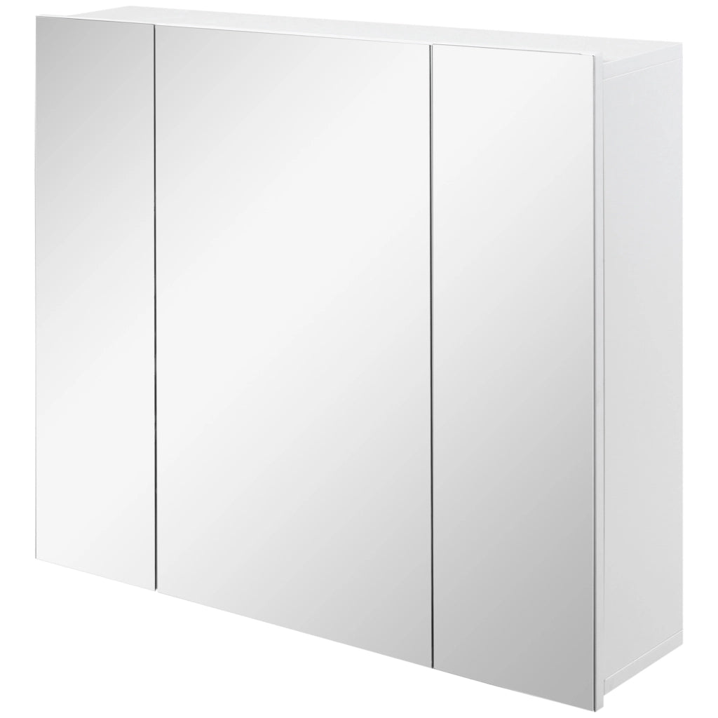 Mobile Bagno con 3 Ante Specchiate e Ripiani Regolabili ¨C zephmum ¨C 70x15x60cm, Bianco
