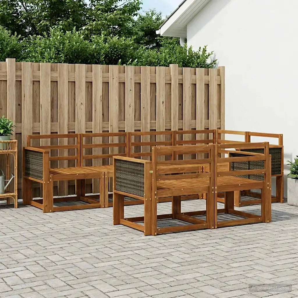 Set di divani da esterno 7 pcs Naturale