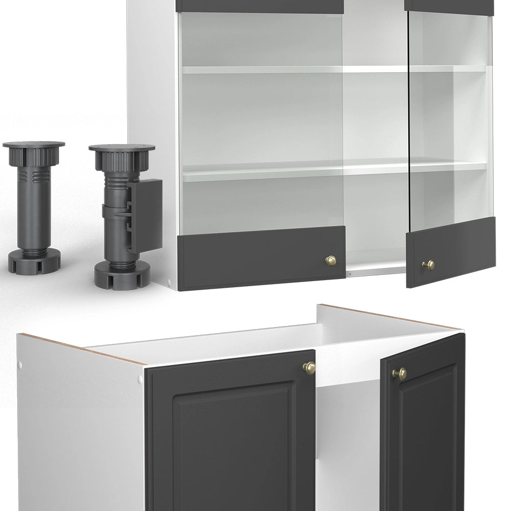 Cucina componibile Fame-Line Antracite-oro/Bianco 240 cm, PL Rovere Vicco
