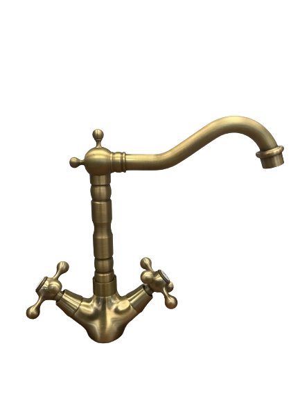 Rubinetto per lavabo cucina bronzato stile vintage lavorato
