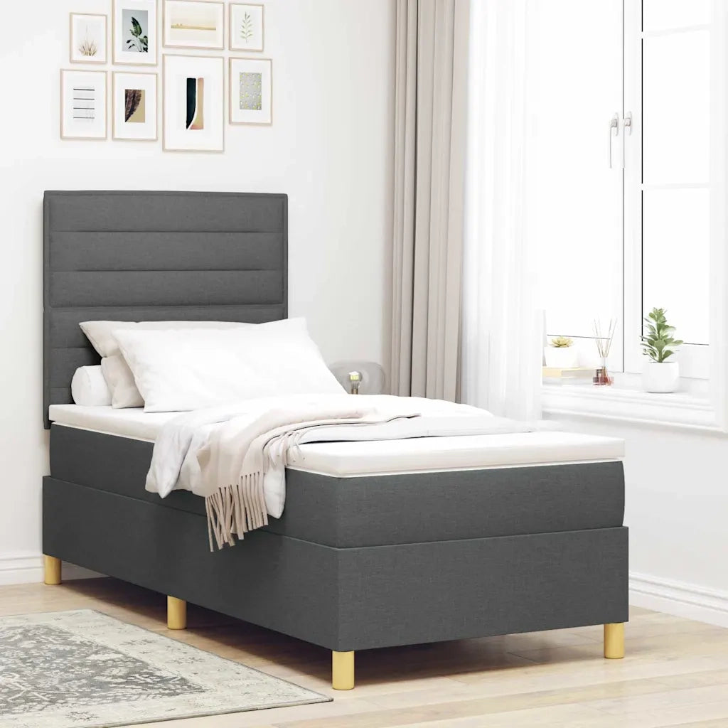 Letto a Sorgente LED Grigio scuro 80 x 200 cm Tessuto