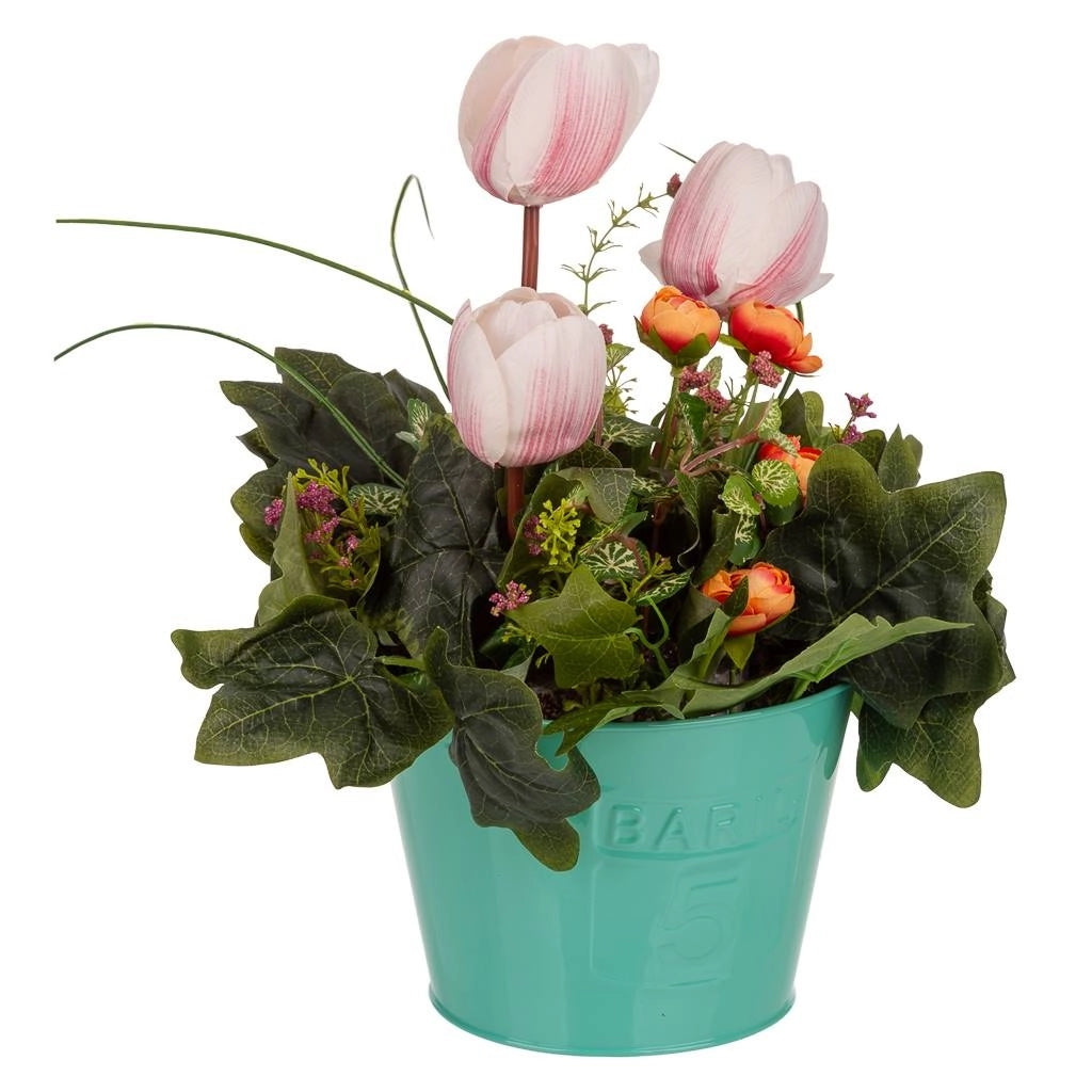 Vaso con fiore artificiale 18x18x37h