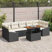 Set da Pranzo per Giardino con cuscino 8 pcs Nero e Crema 3349802