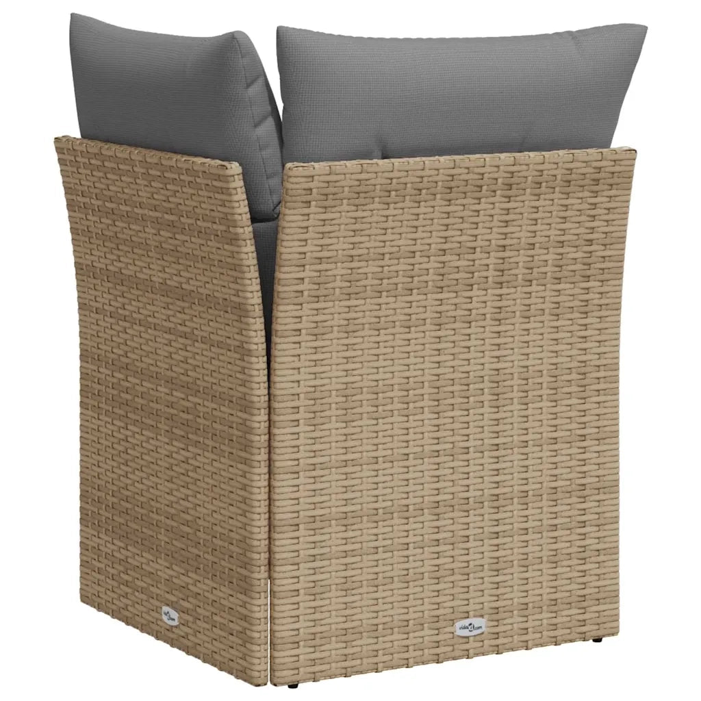Divano Angolare da Giardino con Cuscini-Sofa da Giardino-Divanetto da esterno Beige in Polyrattan 689626