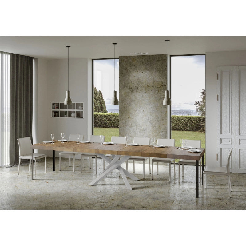 Tavolo allungabile 140/400x90 cm Volantis Premium telaio Bianche - Noce
