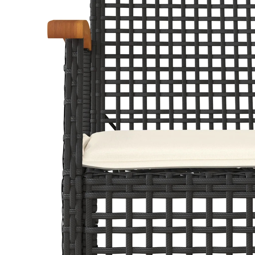 Set da Pranzo da Giardino 5 pz Nero con Cuscini in Polyrattan 3213598
