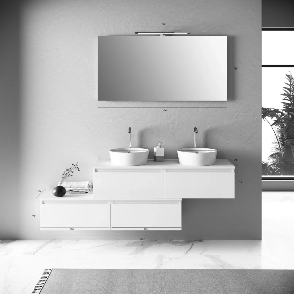 Composizione doppio lavabo 8 pezzi ASTRA avana