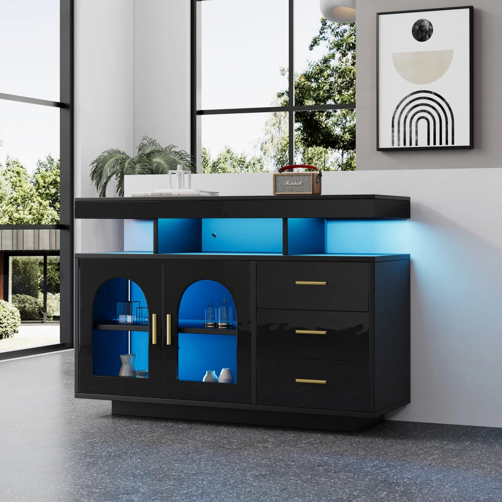 Sideboard LED con luci a 16 colori - Zephmum-120 cm-Nero