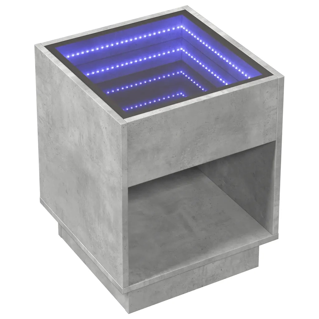 Comodino con LED Infinity Grigio Cemento 40x40x50 cm 3284080