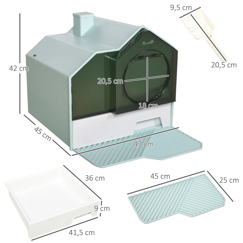 Casetta per Gatti con Vassoio Estraibile ¨C Minimal ¨C 47x45x42 cm Turchese