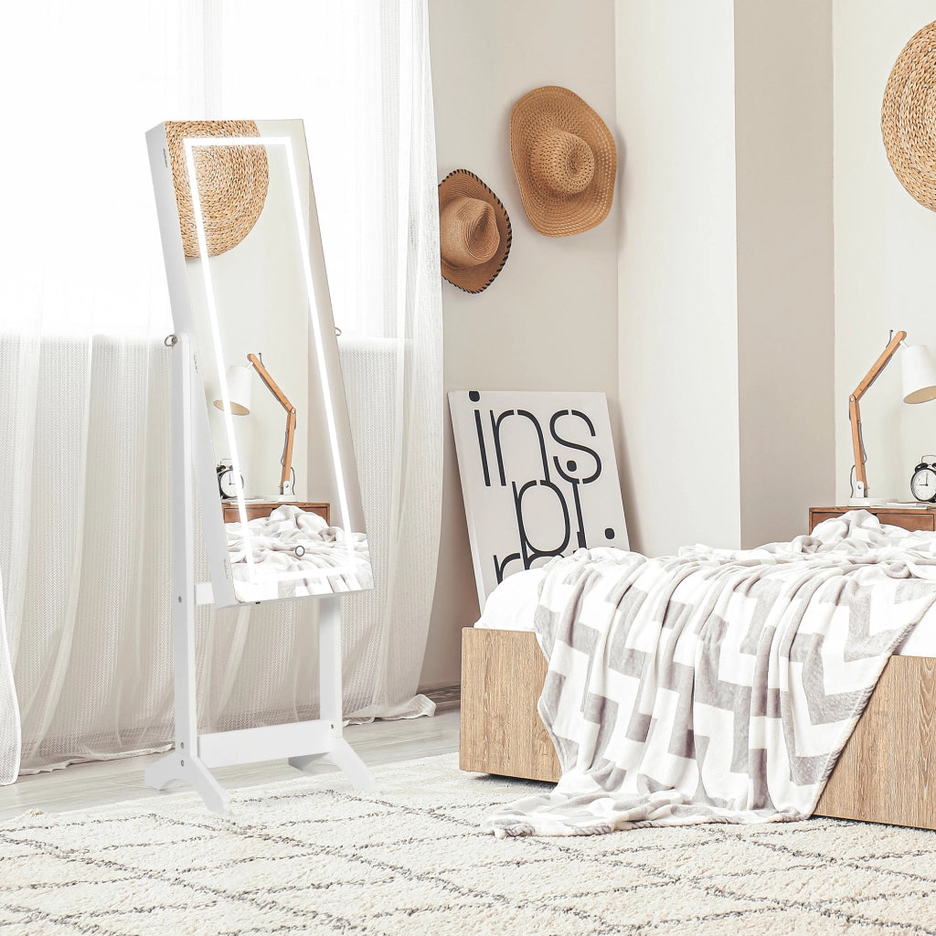 Armadio per Gioielli con Luci LED ¨C Minimal ¨C Bianco 46x36,5x151,5 cm
