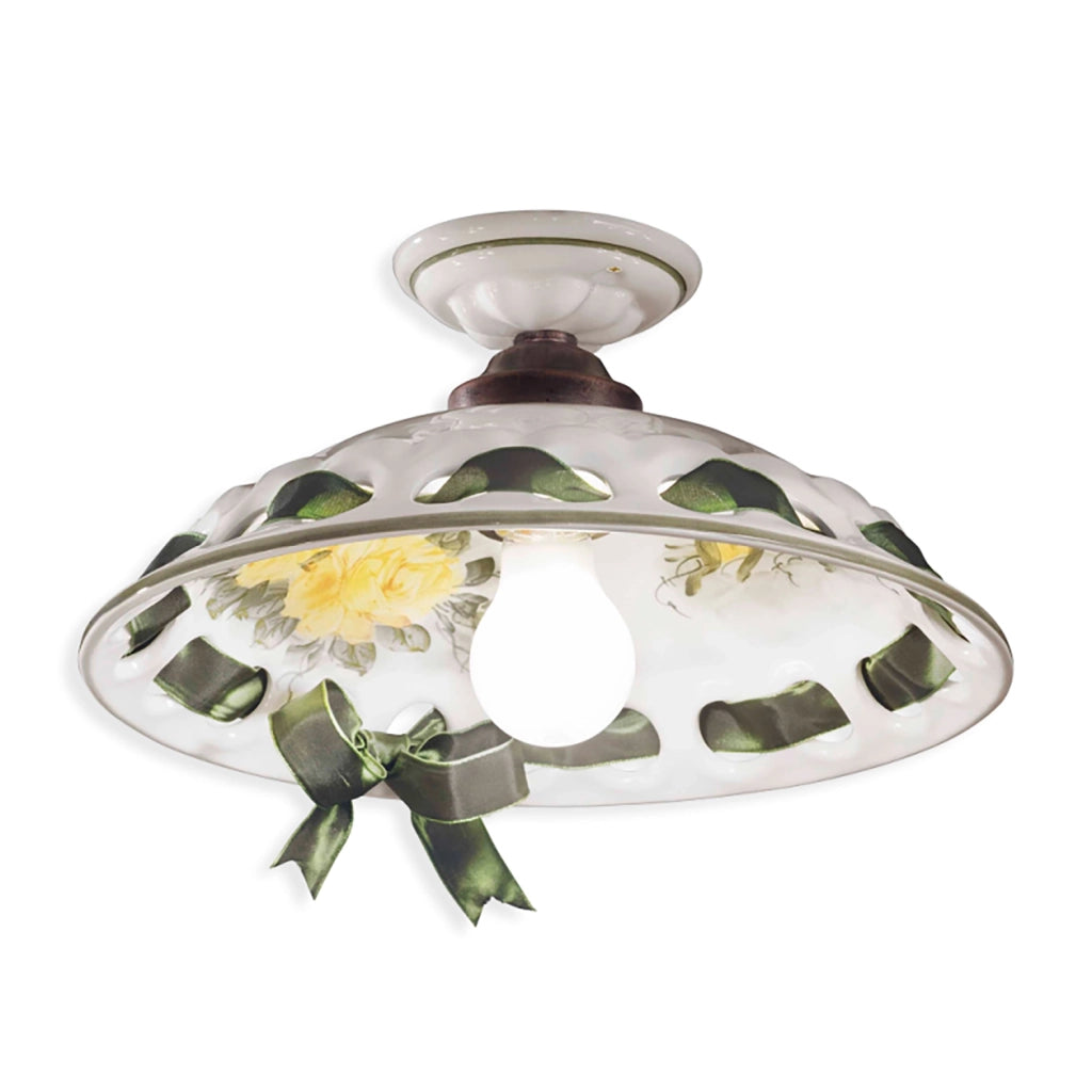 Plafoniera Classica Napoli Metallo E Ceramica Nero Sfumato Rame 1 Luce E27