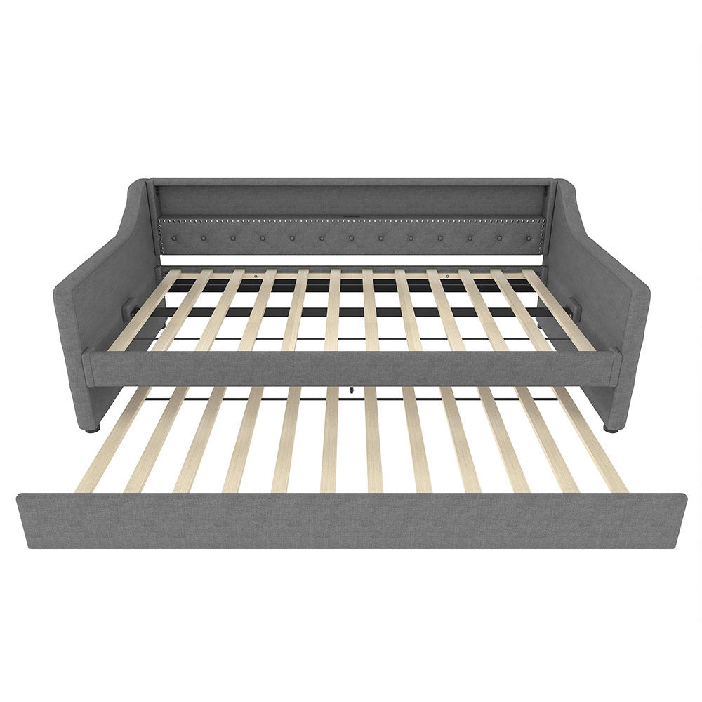 Divano letto daybed - Xylo - 90x200 cm LED USB grigio