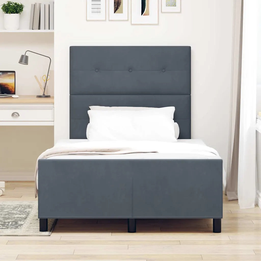 Letto a molle con testiera Grigio scuro 120 x 190 cm Velluto 3344928