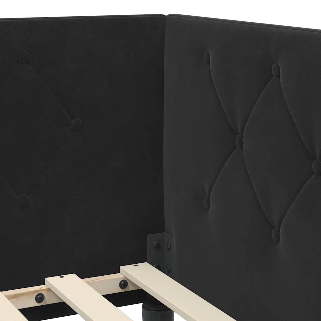 Cornice del letto ad angolo Nero 90 x 200 cm Velluto 3394159