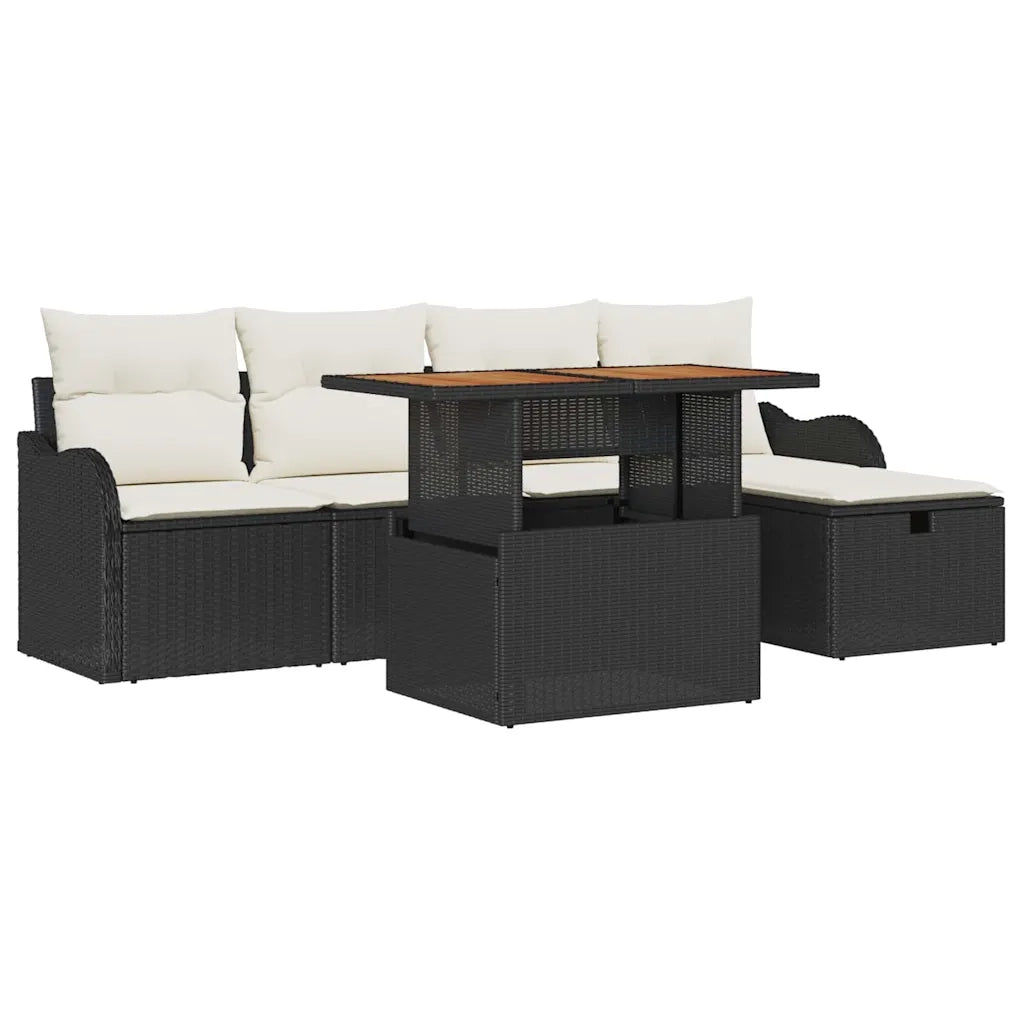 Set Divano da Giardino 6 pcs Nero polyrattan 3361264