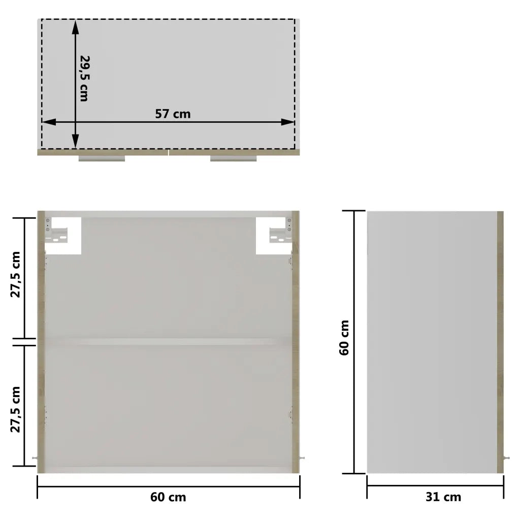 Armadio pensile | Mobile Pensile con Vetro ¡°Lyon¡± Rovere Sonoma 60x31x60 cm