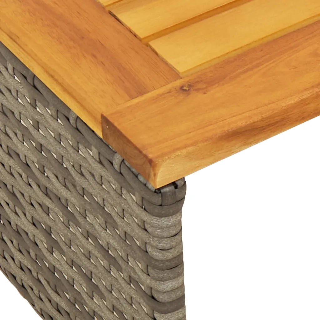 Divano da Giardino con Tavolo e Cuscini a L Grigio Polyrattan 365582